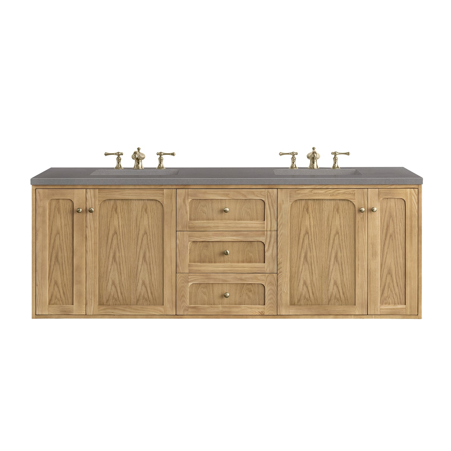 Laurent 72" Double Vanity, Light Natural Oak w/ 3 CM Grey Expo Top