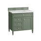 Brittany 36" Single Vanity, Smokey Celadon w/ 3 CM White Zeus Top