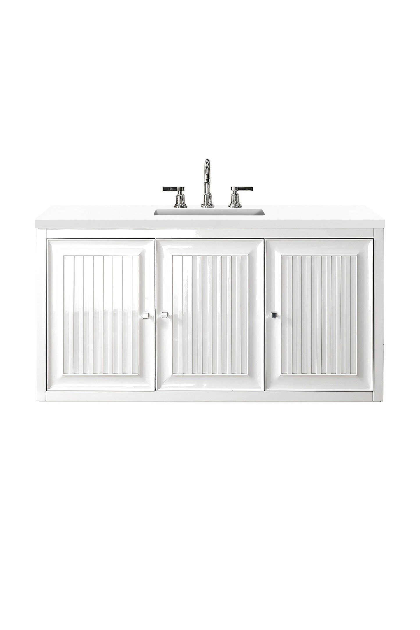 Athens 48" Single Vanity, Glossy White w/ 3 CM White Zeus Quartz Top