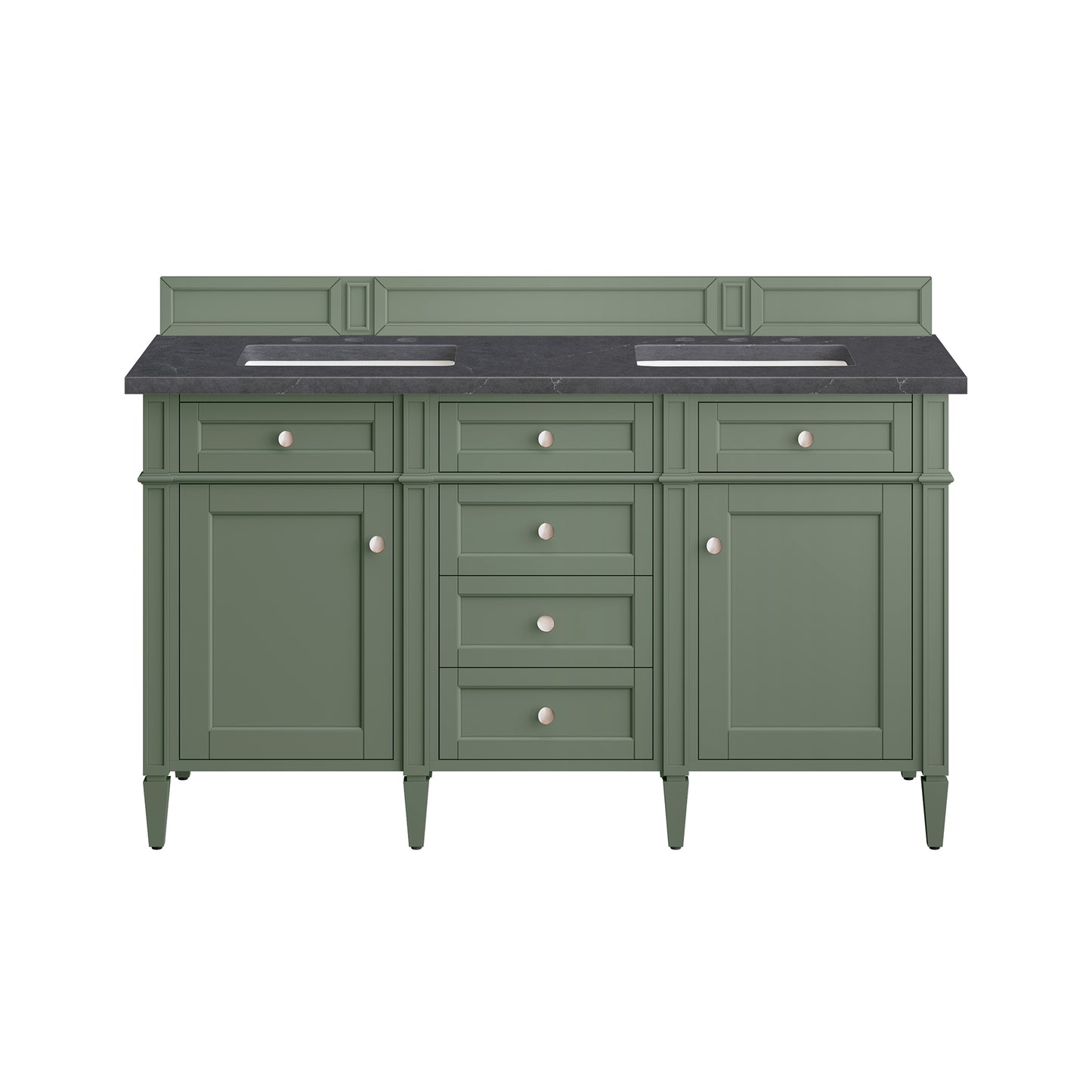 Brittany 60" Double Vanity, Smokey Celadon w/ 3 CM Charcoal Soapstone Top