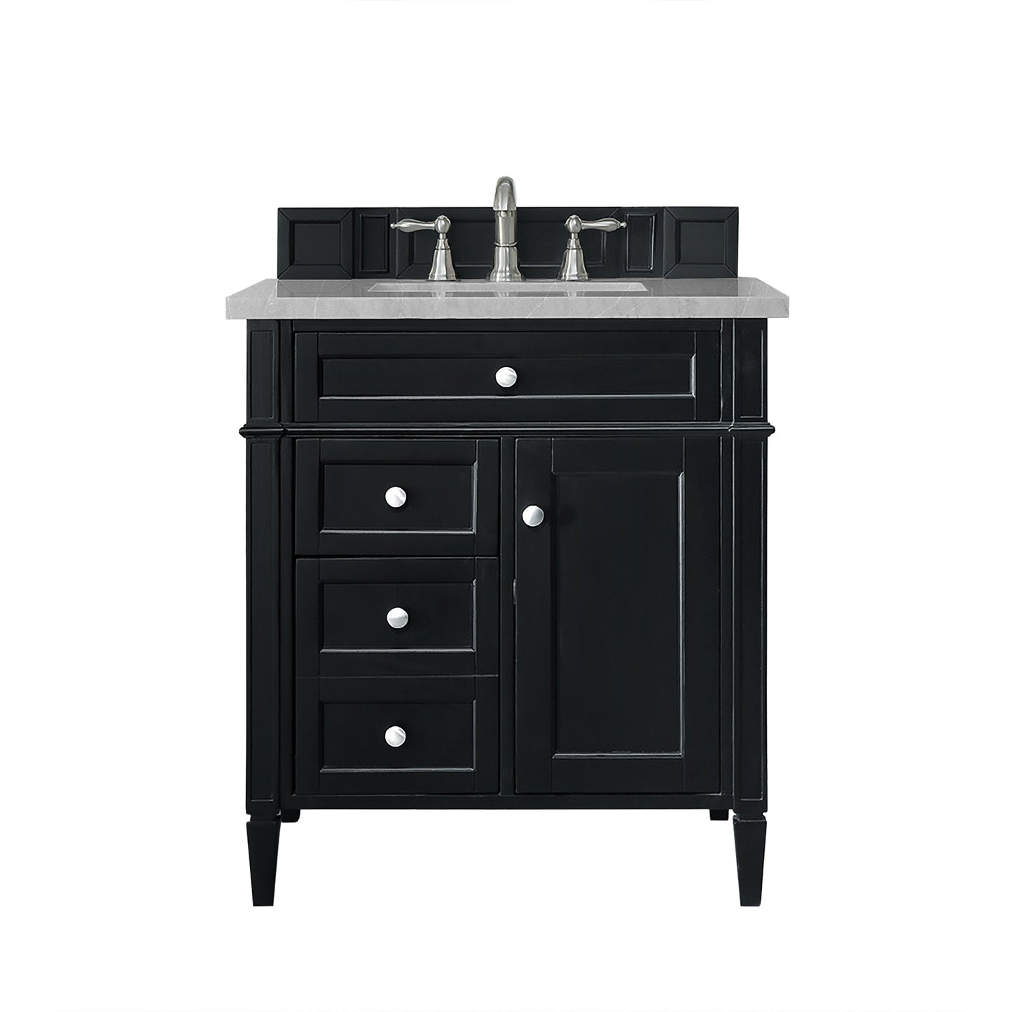 Brittany 30" Single Vanity, Black Onyx, w/ 3 CM Eternal Serena Quartz Top