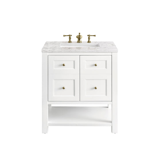 Breckenridge 30" Single Vanity, Bright White w/ 3 CM Eternal Jasmine Pearl Top