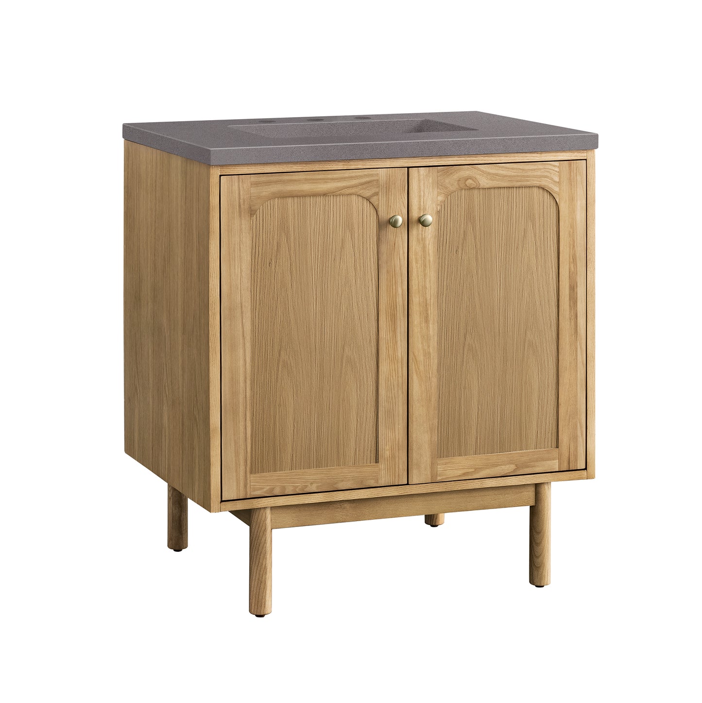 Laurent 30" Single Vanity, Light Natural Oak w/ 3 CM Grey Expo Top