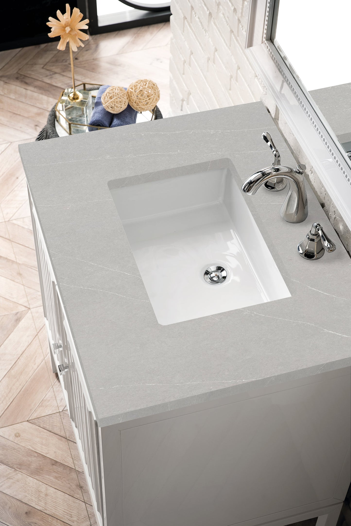 Athens 30" Single Vanity, Glossy White w/ 3 CM Eternal Serena Top