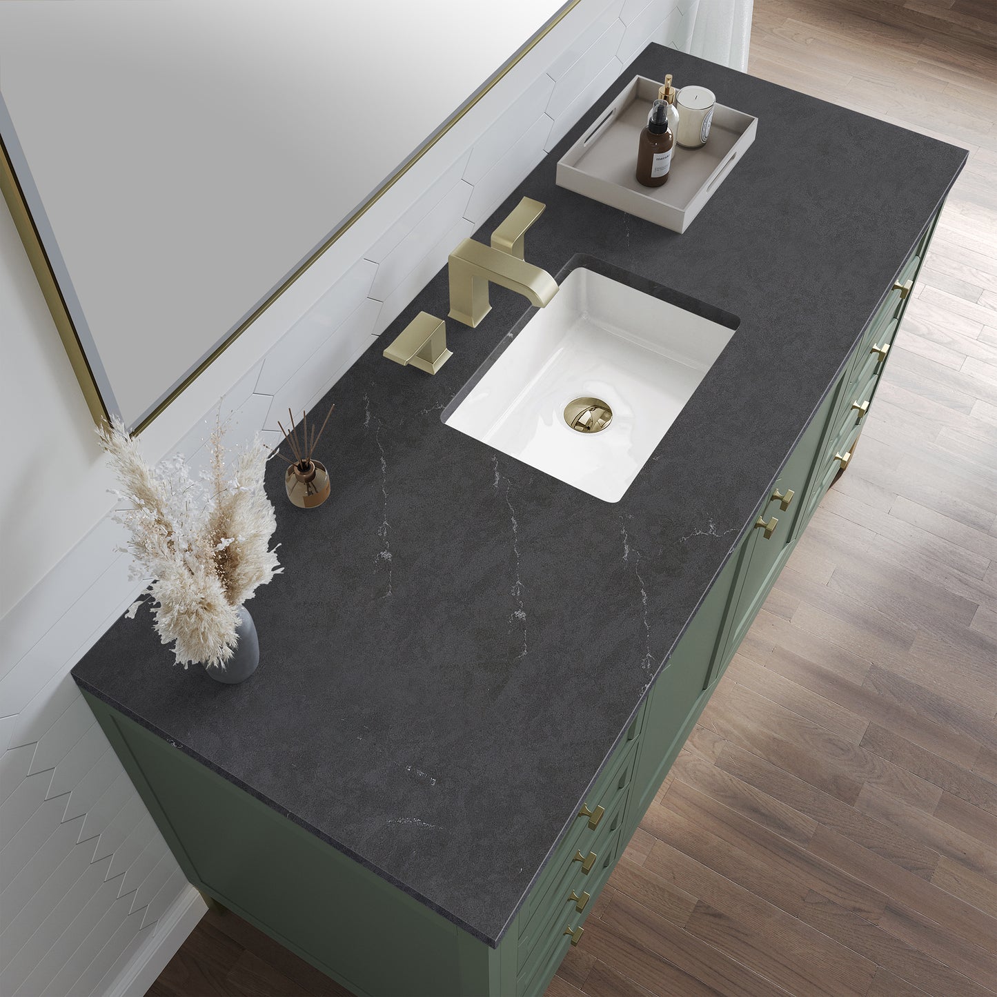 Chicago 60" Single Vanity, Smokey Celadon w/ 3 CM Charcoal Soapstone Top