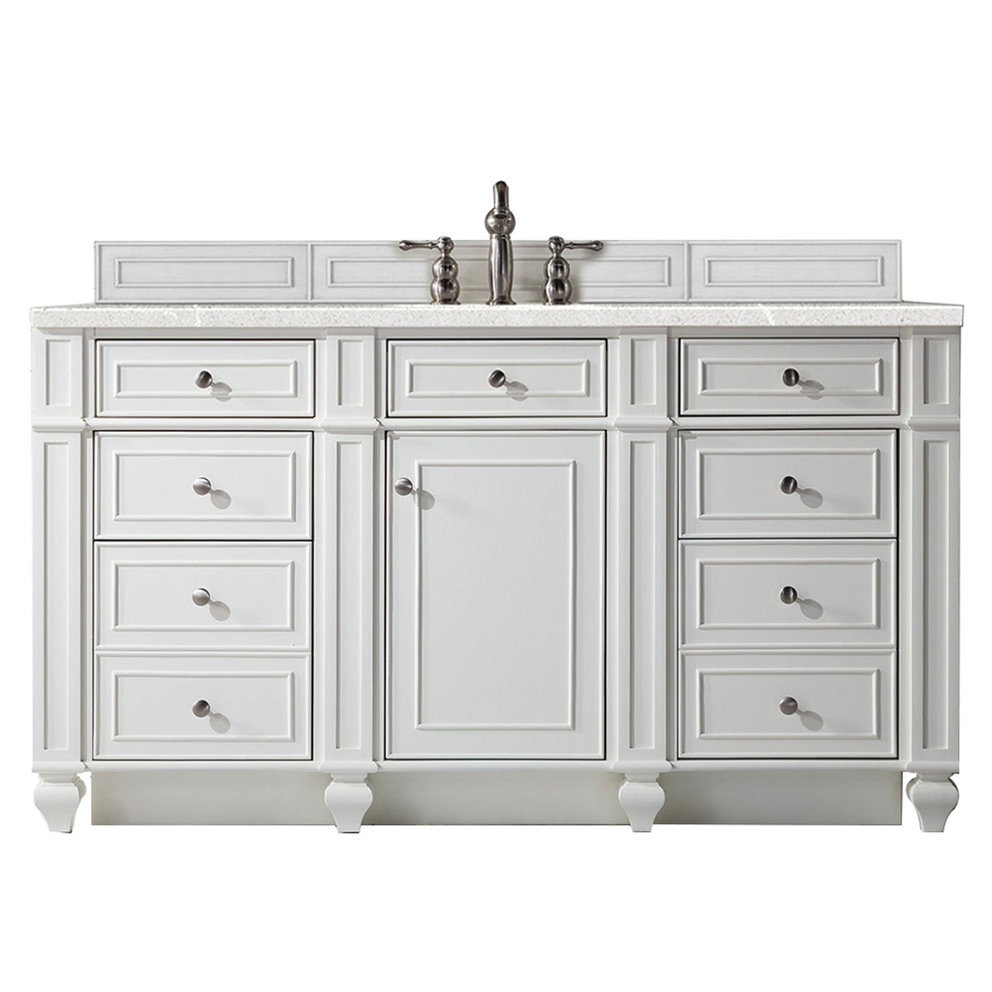 Bristol 60" Single Vanity, Bright White w/ 3 CM Eternal Serena Quartz Top