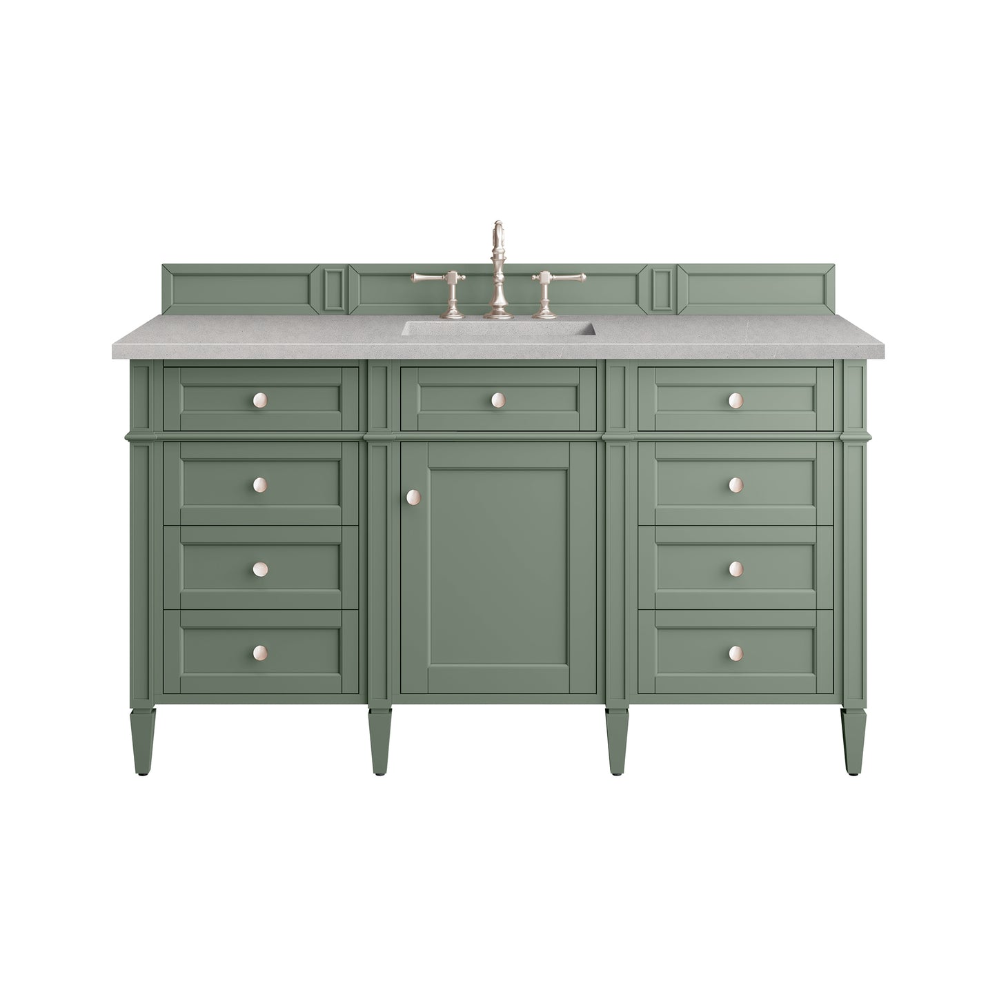 Brittany 60" Single Vanity, Smokey Celadon w/ 3 CM Eternal Serena Top