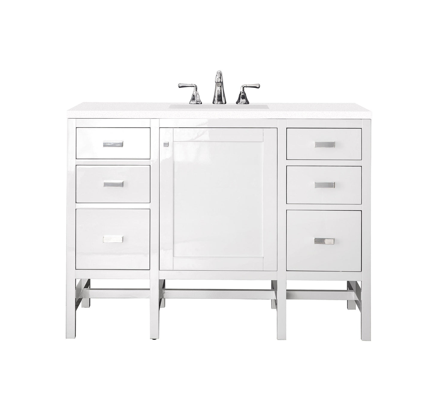 Addison 48" Single Vanity, Glossy White w/ 3 CM White Zeus Quartz Top