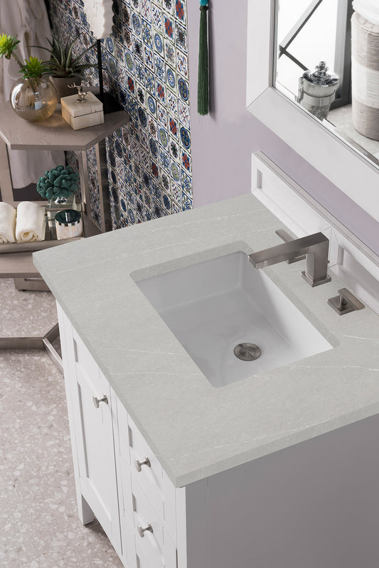 Palisades 30" Single Vanity, Bright White w/ 3 CM Eternal Serena Quartz Top