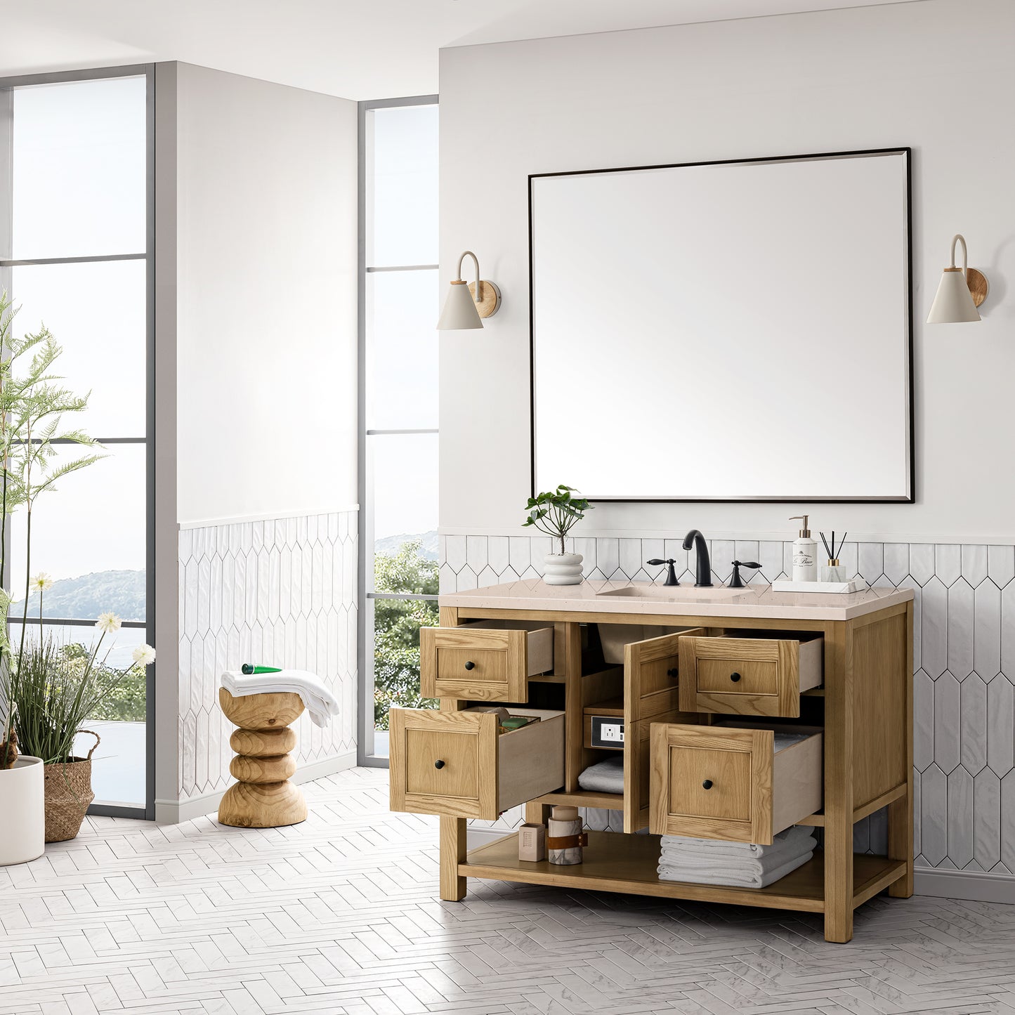 Breckenridge 48" Single Vanity, Light Natural Oak w/ 3 CM Eternal Marfil Top