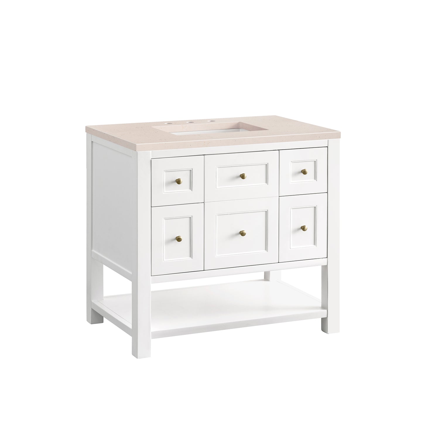 Breckenridge 36" Single Vanity, Bright White w/ 3 CM Eternal Marfil Top