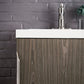 Columbia 24" Single Vanity, Ash Gray, Brushed Nickel w/ White Glossy Composite Stone Top