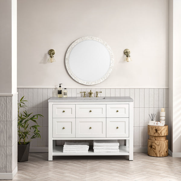 Breckenridge 48 Single Vanity, Bright White w/ 3 CM Eternal Serena Top