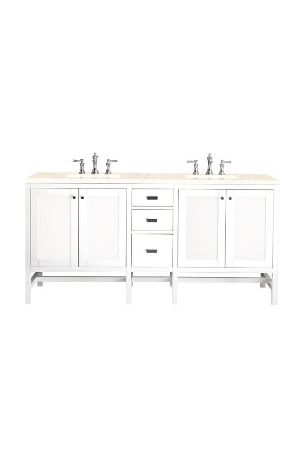 Addison 72 Double Vanity, Glossy White w/ 3 CM Eternal Marfil Top