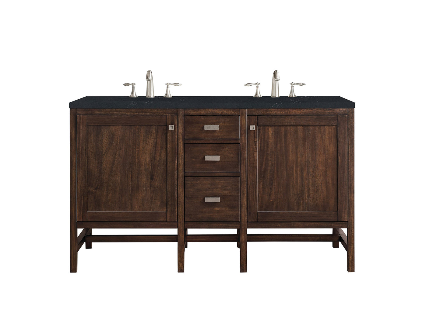 Addison 60" Double Vanity, Mid-Century Acacia w/ 3 CM Charcoal Soapstone Quartz Top