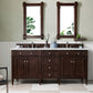 Brittany 72" Double Vanity, Burnished Mahogany w/ 3 CM Ethereal Noctis Quartz Top