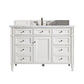 Brittany 48" Single Vanity, Bright White w/ 3 CM Carrara Marble Top