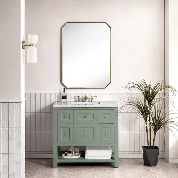 Breckenridge 36 Single Vanity, Smokey Celadon w/ 3 CM Arctic Fall Top