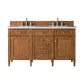 Brittany 60" Double Vanity, Saddle Brown w/ 3 CM Carrara Marble Top
