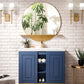 Alicante 39.5" Single Vanity, Azure Blue, Radiant Gold w/ White Glossy Composite Stone Top