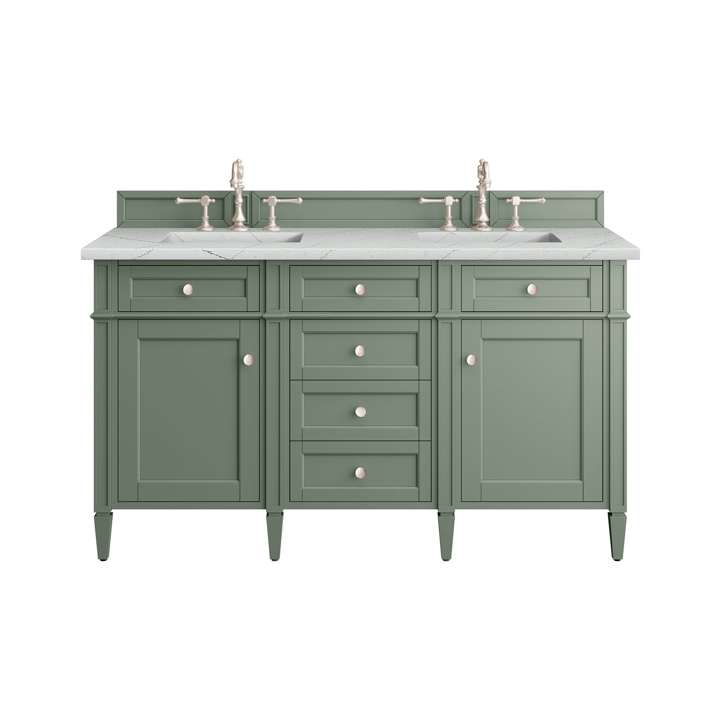 Brittany 60" Double Vanity, Smokey Celadon w/ 3 CM Ethereal Noctis Top