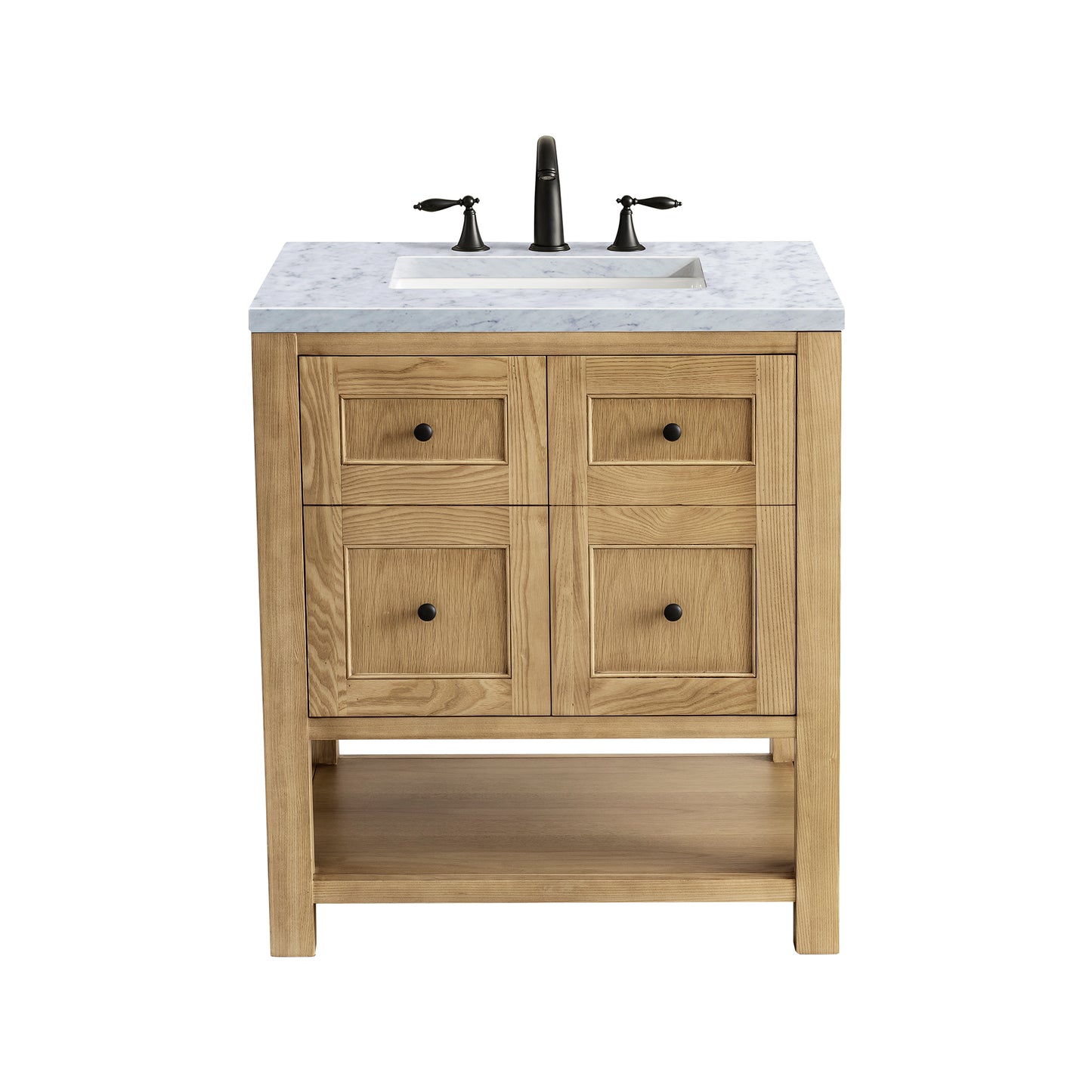 Breckenridge 30" Single Vanity, Light Natural Oak w/ 3 CM Carrara Marble Top