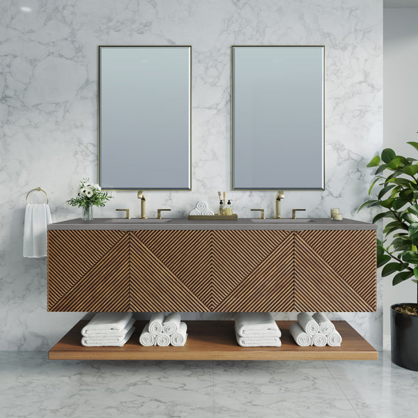 Marcello 72 Double Vanity, Chestnut w/ 3 CM Grey Expo Top