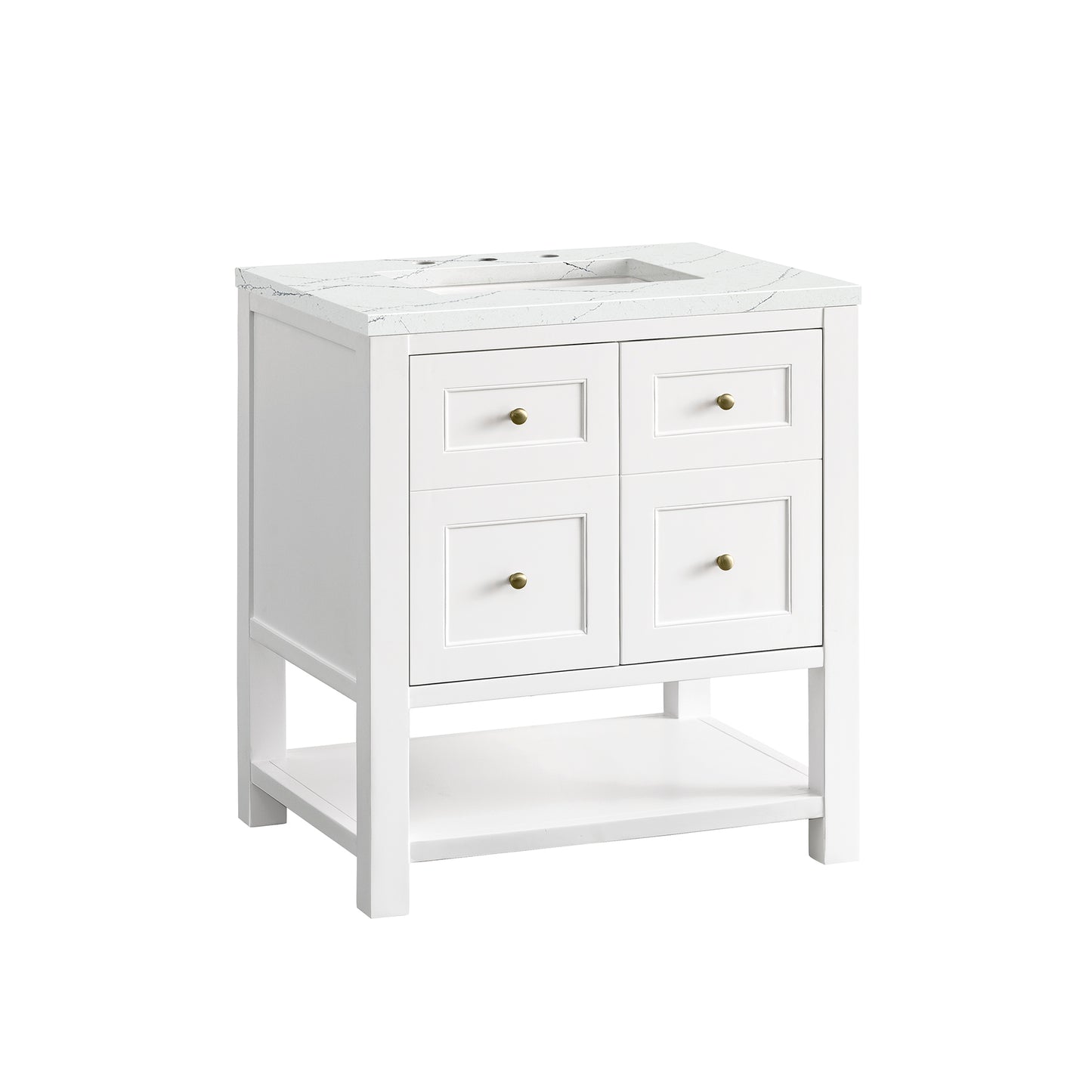 Breckenridge 30" Single Vanity, Bright White w/ 3 CM Ethereal Noctis Top