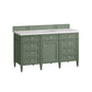 Brittany 60" Single Vanity, Smokey Celadon w/ 3 CM White Zeus Top