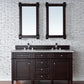 Brittany 60" Double Vanity, Burnished Mahogany w/ 3 CM Eternal Serena Quartz Top