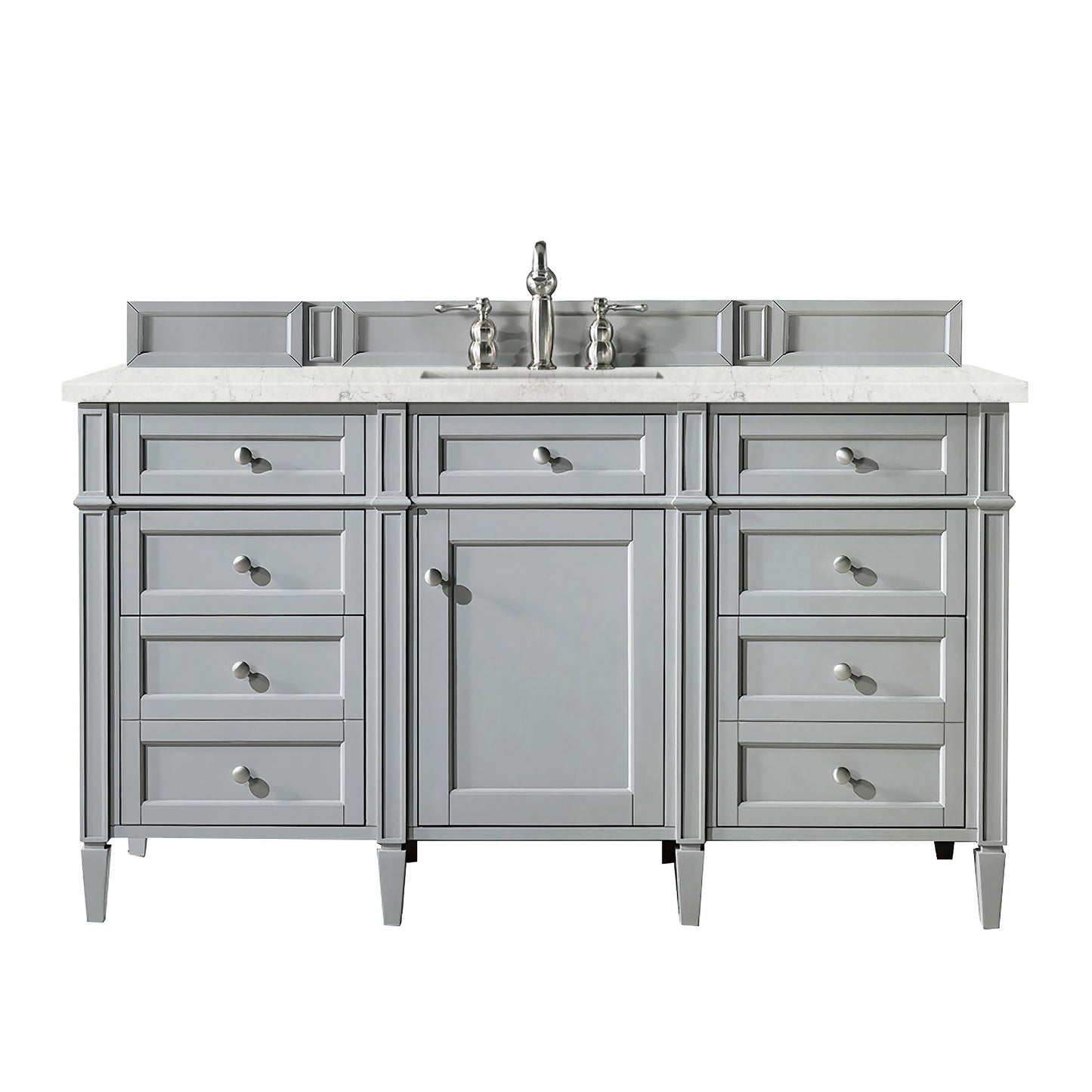 Brittany 60" Single Vanity, Urban Gray w/ 3 CM Eternal Jasmine Pearl Quartz Top