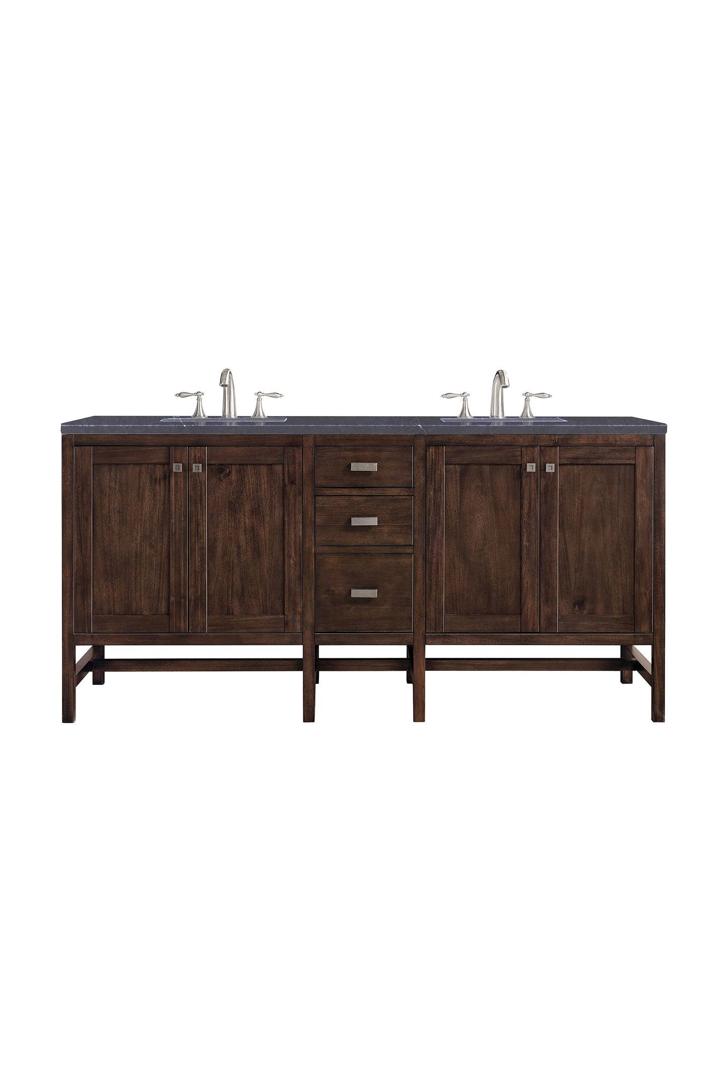 Addison 72" Double Vanity, Mid-Century Acacia w/ 3 CM Charcoal Soapstone Quartz Top