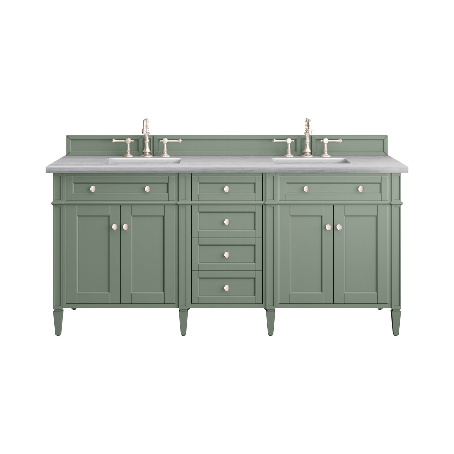 Brittany 72" Double Vanity, Smokey Celadon w/ 3 CM Arctic Fall Top