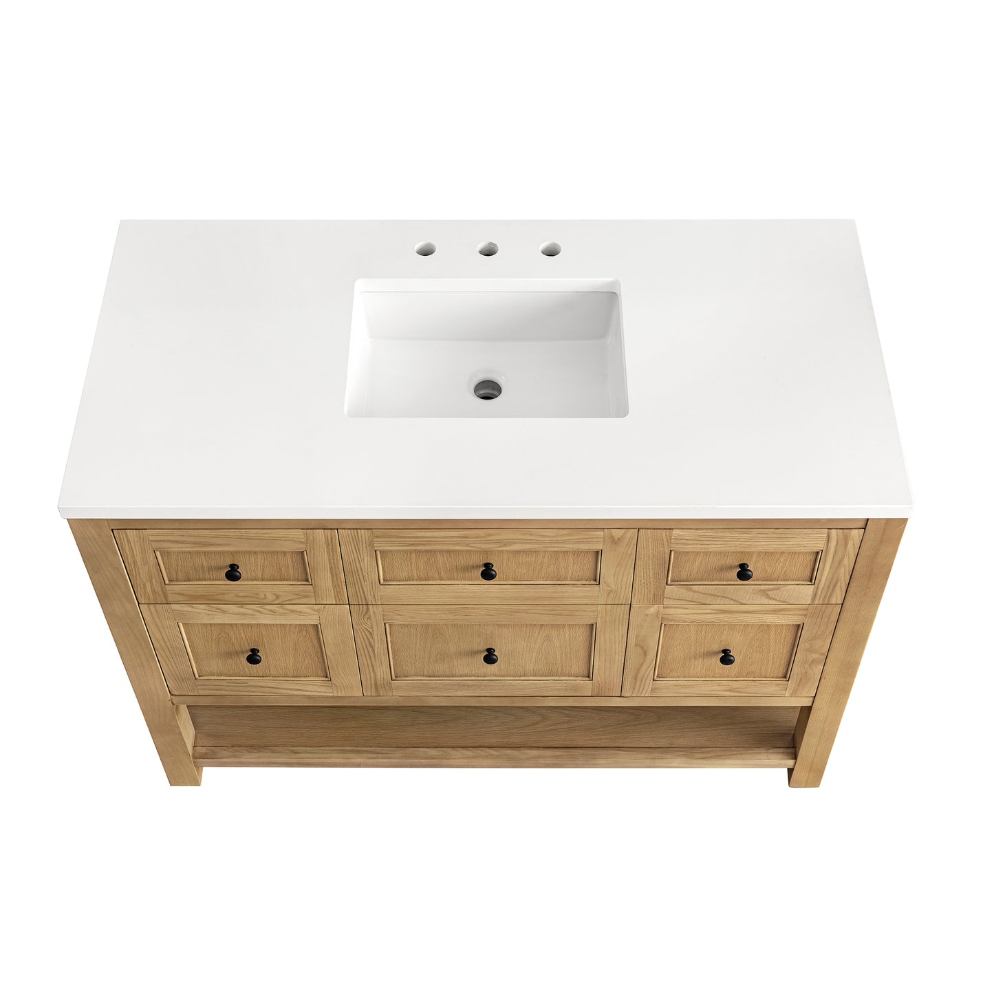 Breckenridge 48" Single Vanity, Light Natural Oak w/ 3 CM White Zeus Top