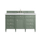 Brittany 60" Single Vanity, Smokey Celadon w/ 3 CM White Zeus Top