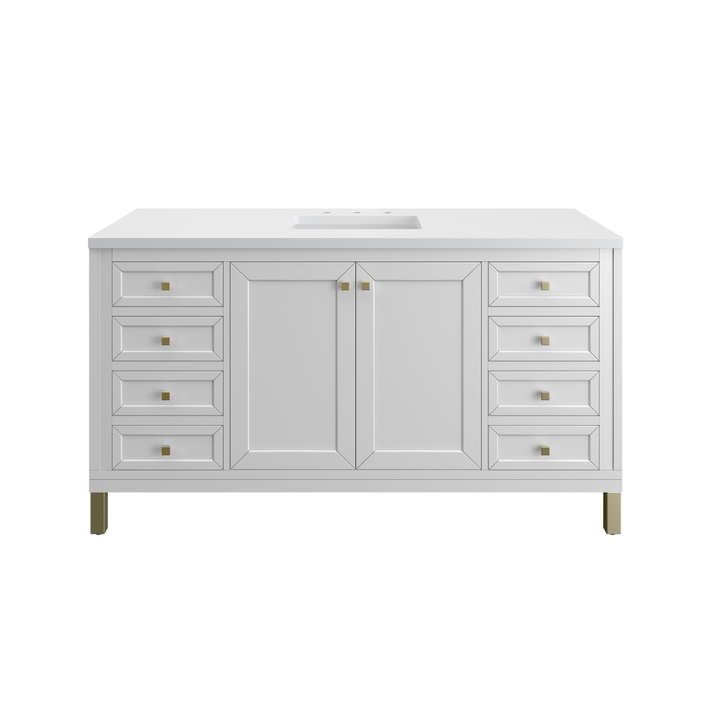 Chicago 60" Single Vanity, Glossy White w/ 3 CM White Zeus Top