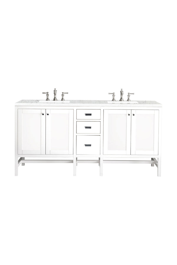 Addison 72 Double Vanity, Glossy White w/ 3 CM Eternal Jasmine Pearl Quartz Top