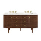 Amberly 60" Double Vanity, Mid-Century Walnut w/ 3 CM White Zeus Top