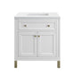 Chicago 30" Single Vanity, Glossy White w/ 3 CM White Zeus Top