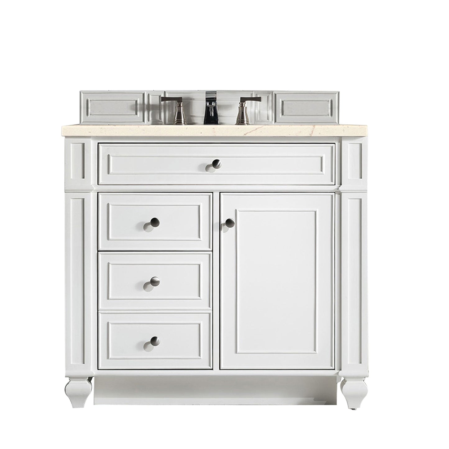 Bristol 36" Single Vanity, Bright White w/ 3 CM Eternal Marfil Quartz Top