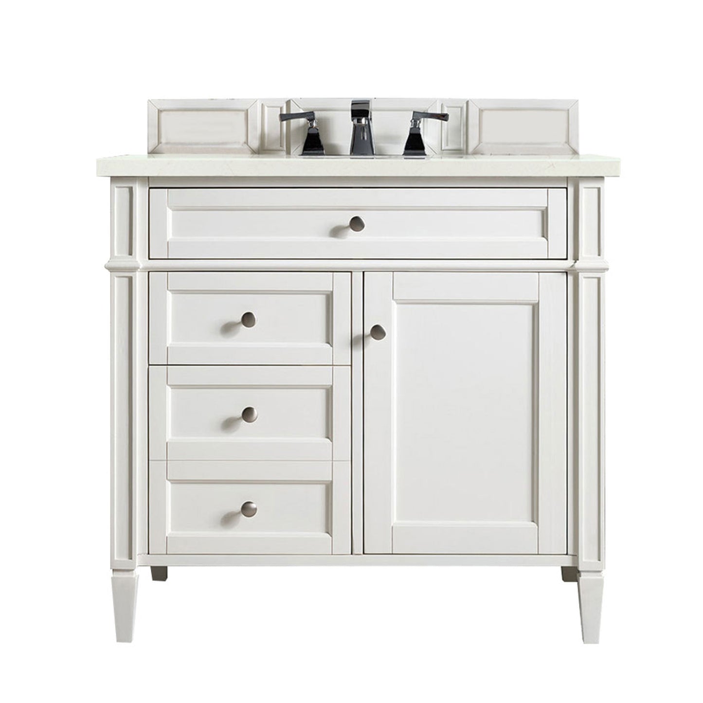 Brittany 36" Single Vanity, Bright White w/ 3 CM Eternal Marfil Quartz Top