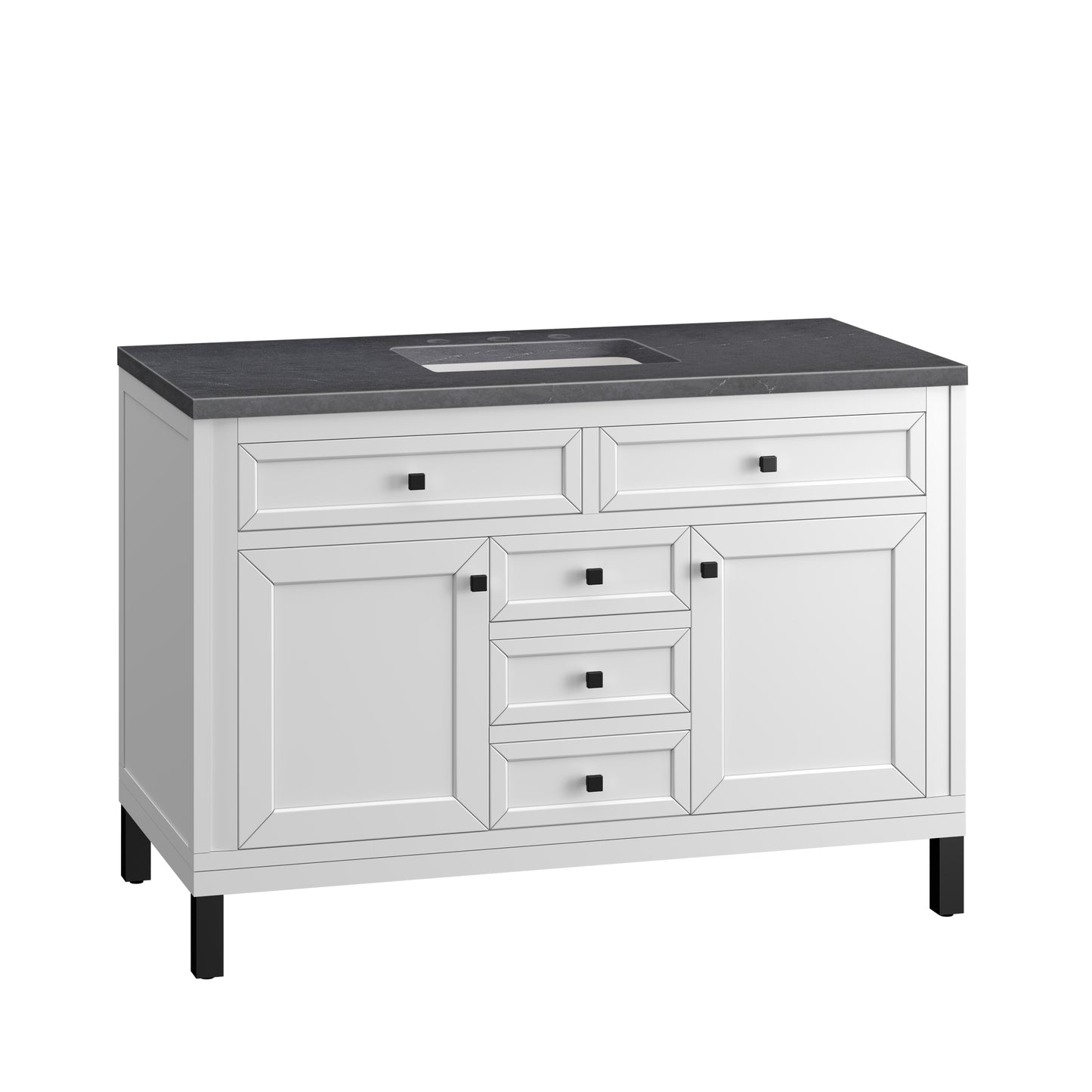 Chicago 48" Single Vanity, Glossy White w/ 3 CM Charcoal Soapstone Top