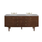 Amberly 72" Double Vanity, Mid-Century Walnut w/ 3 CM Eternal Serena Top