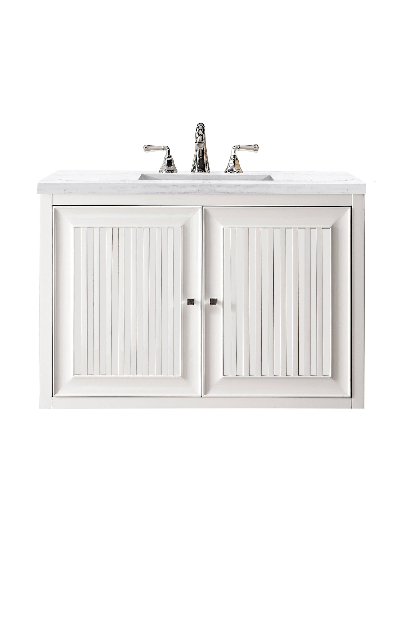 Athens 36" Single Vanity, Glossy White w/ 3 CM Arctic Fall Solid Surface Top