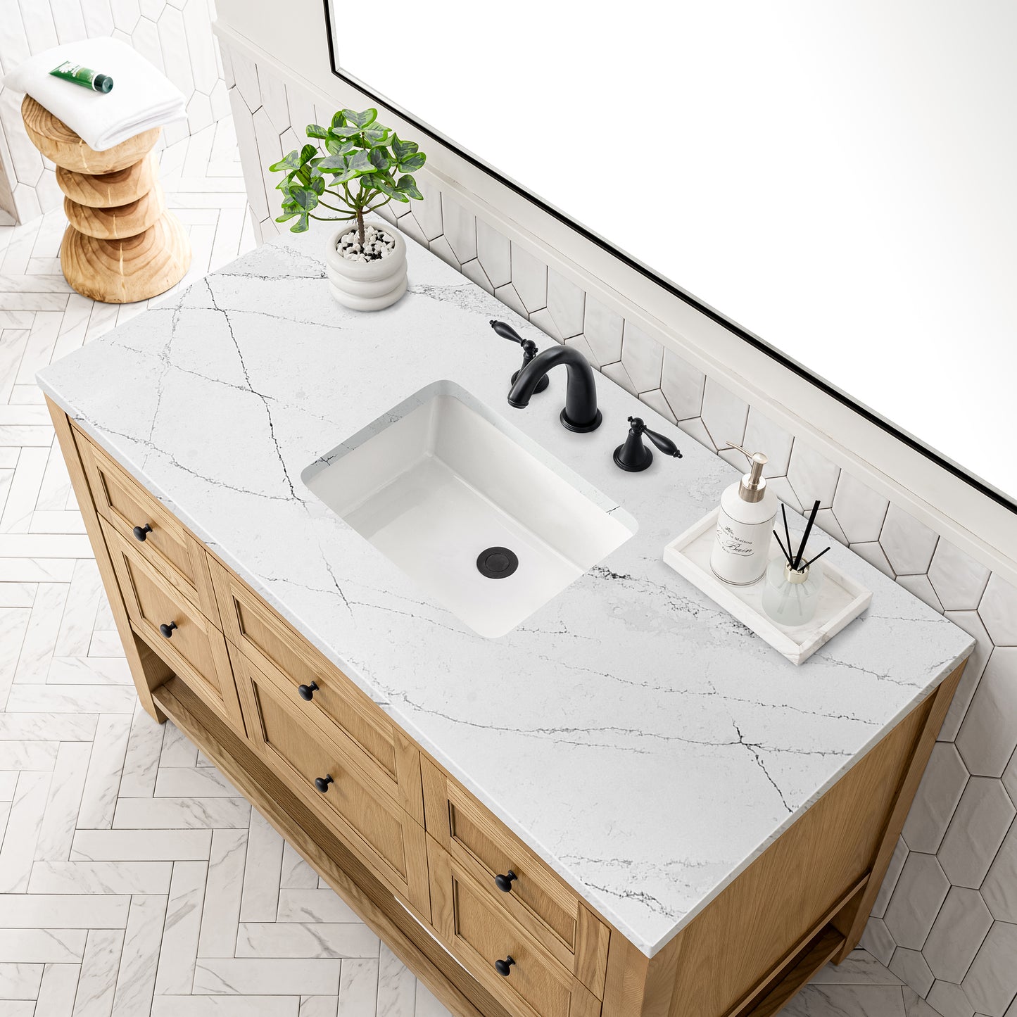 Breckenridge 48" Single Vanity, Light Natural Oak w/ 3 CM Ethereal Noctis Top