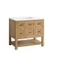 Breckenridge 36" Single Vanity, Light Natural Oak w/ 3 CM White Zeus Top