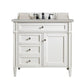 Brittany 36" Single Vanity, Bright White w/ 3 CM Eternal Serena Quartz Top