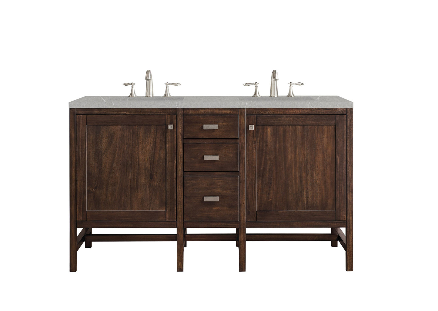 Addison 60" Double Vanity, Mid-Century Acacia w/ 3 CM Eternal Serena Quartz Top