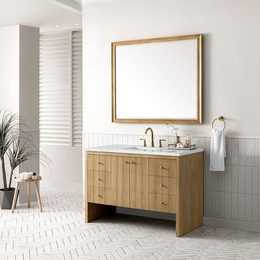 Hudson 48" Single Vanity, Light Natural Oak w/ 3 CM Ethereal Noctis Top