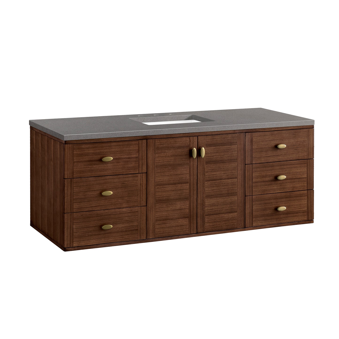 Amberly 60" Single Vanity, Mid-Century Walnut w/ 3 CM Grey Expo Top